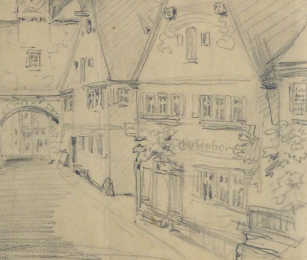 Pencil Drawing - Village Street, Circa 1930-detail-10737M