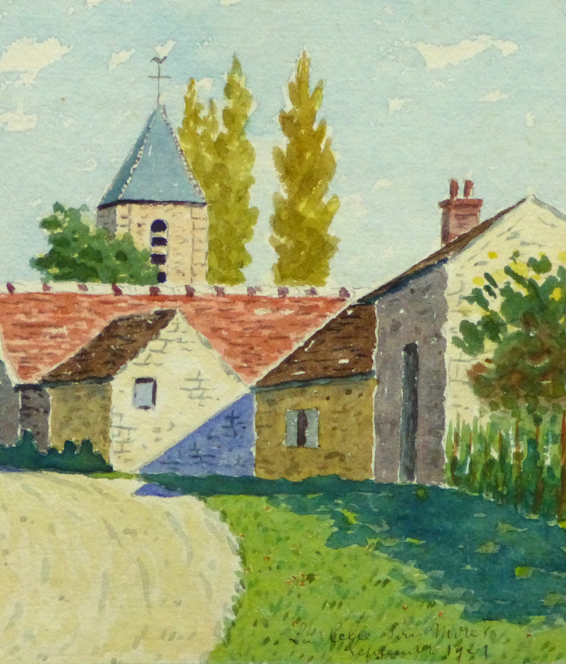 Watercolor Landscape - La Celle Sur Moret, 1921-detail-10741M