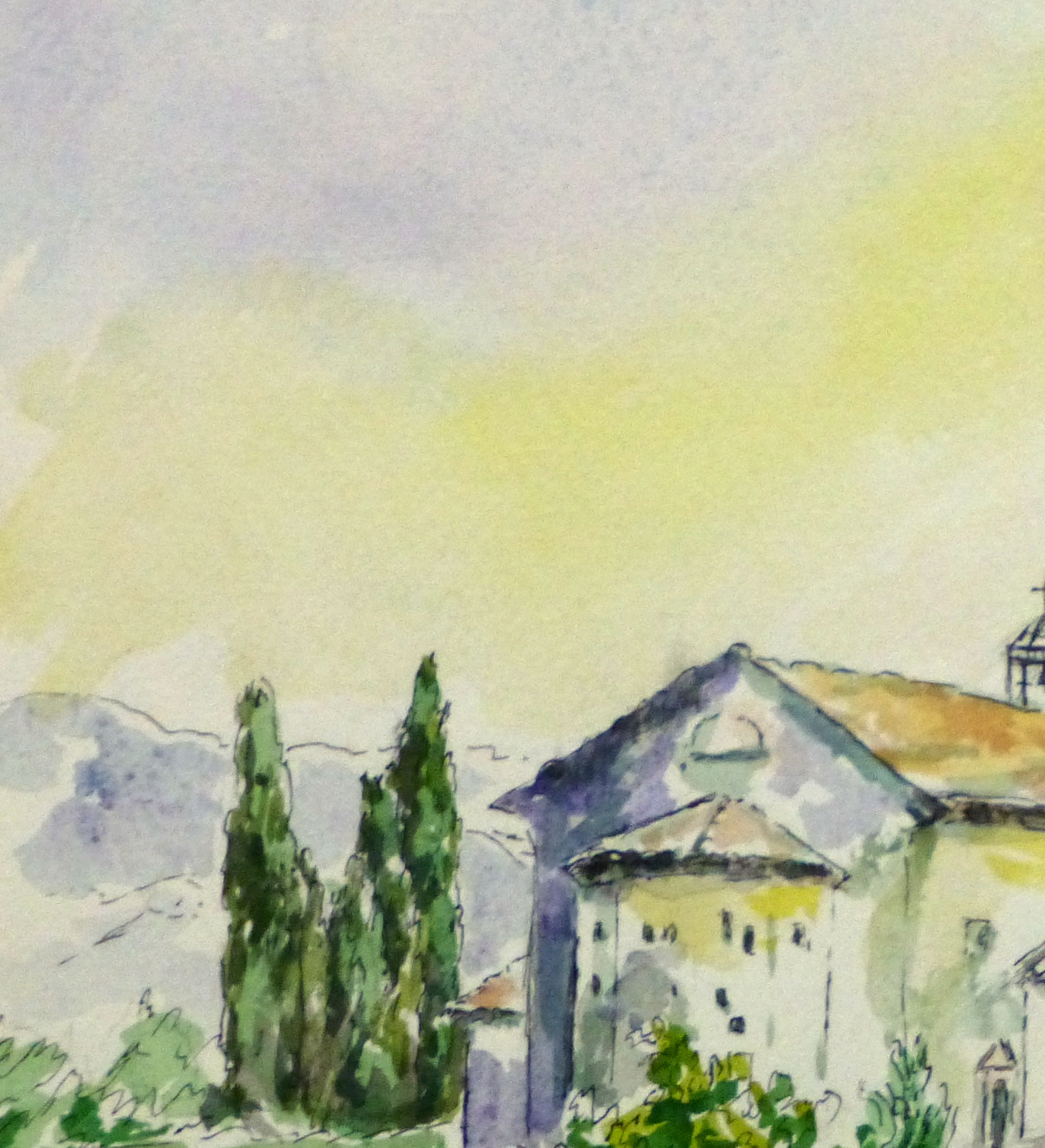 Watercolor Landscape - Cipieres, France-detail 2-10744M
