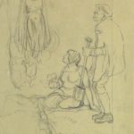Pencil Drawing - Medieval Figures, Circa 1930-main-10746M