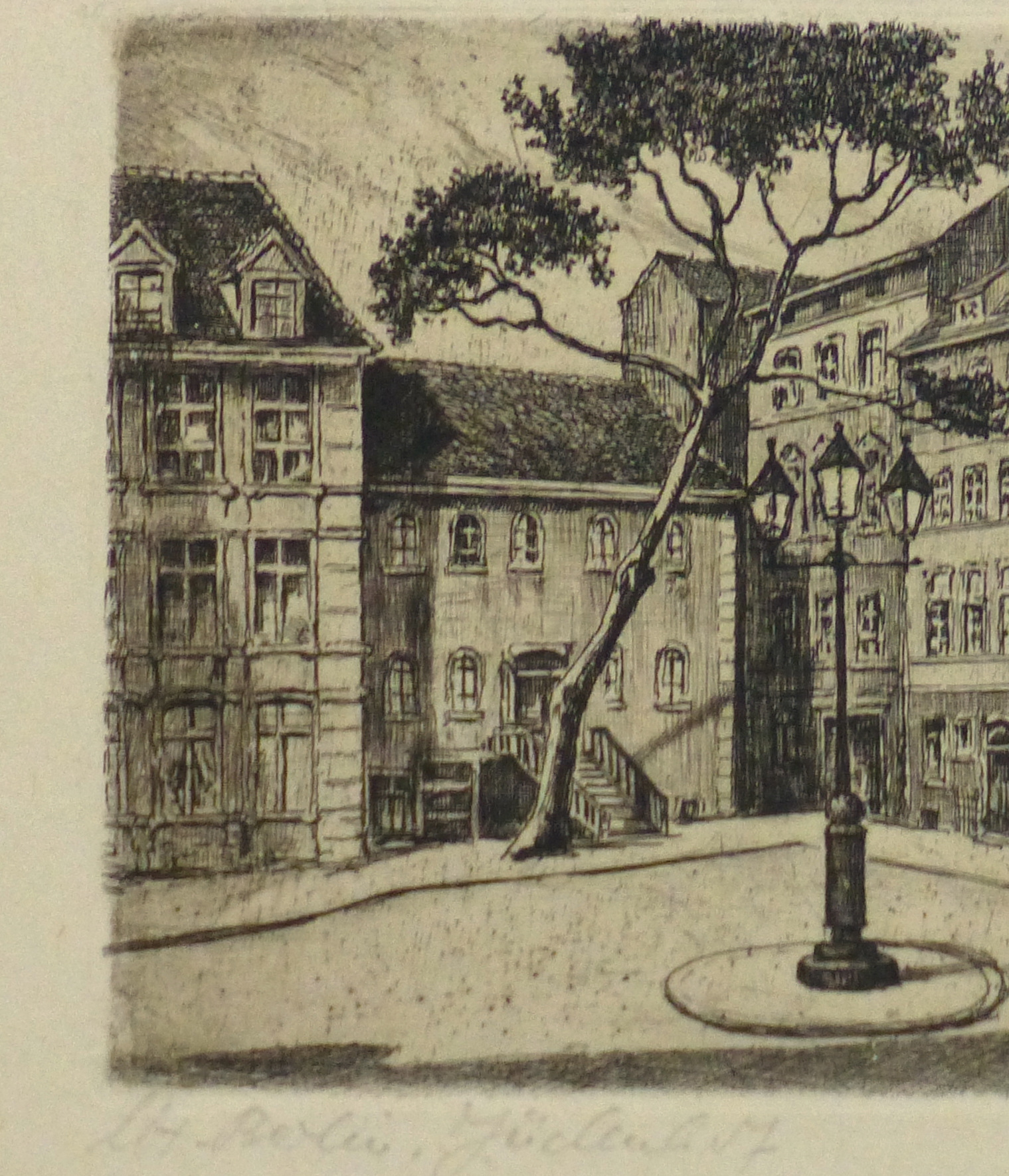 Aquatint - Town Center, Circa 1930-detail 2-10753M
