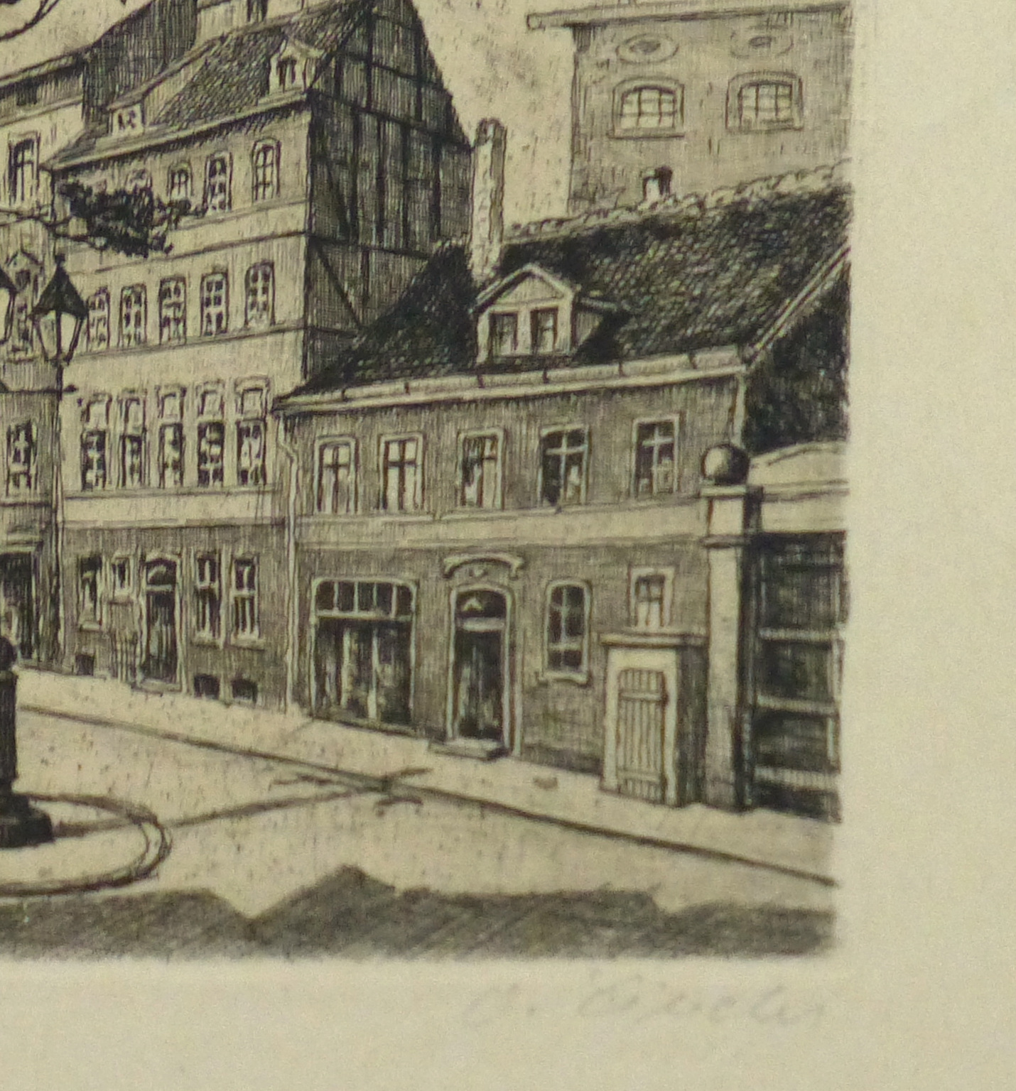 Aquatint - Town Center, Circa 1930-detail-10753M