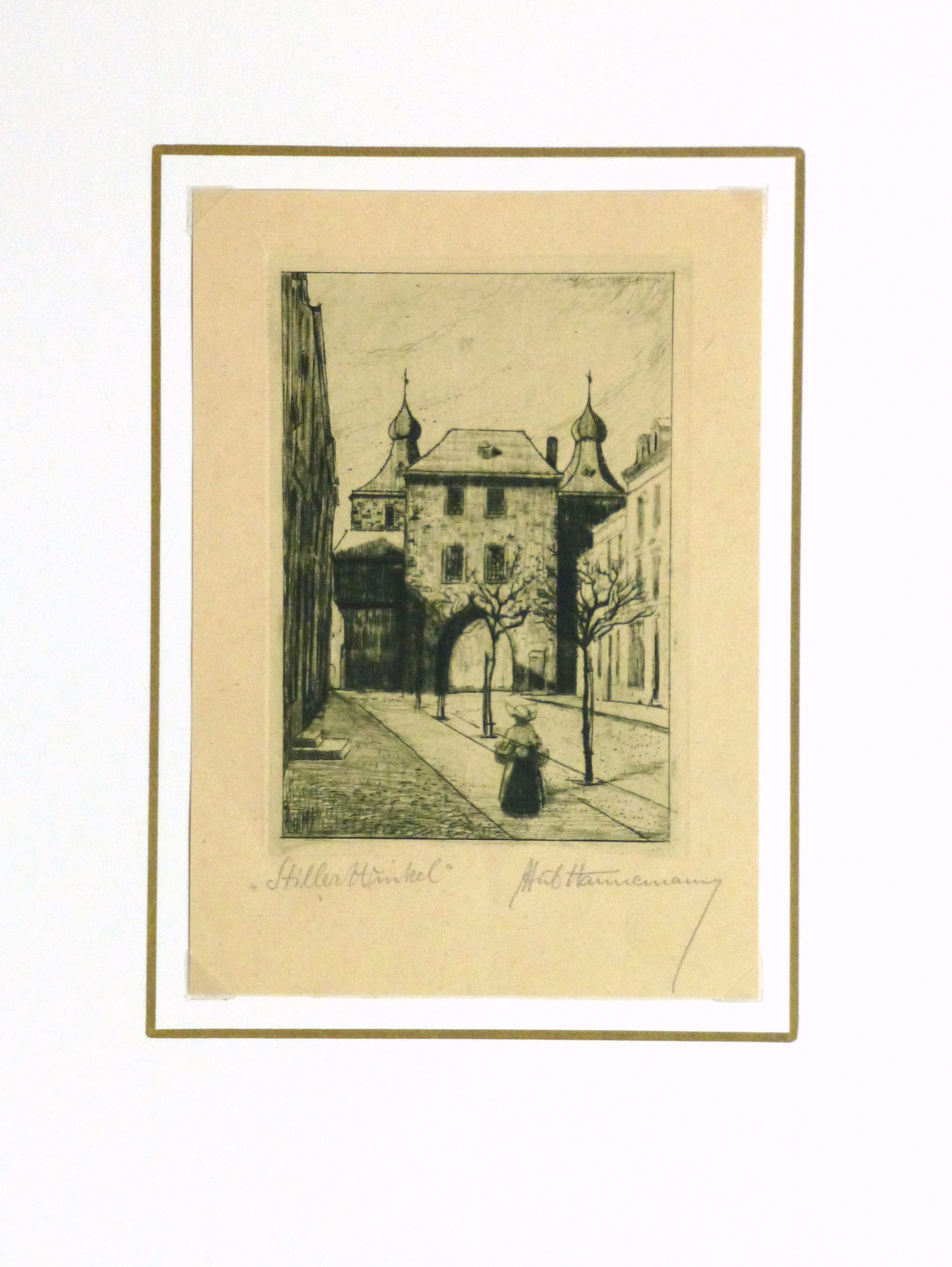 Etching - Afternoon Errands, Circa 1930-matted-10760M