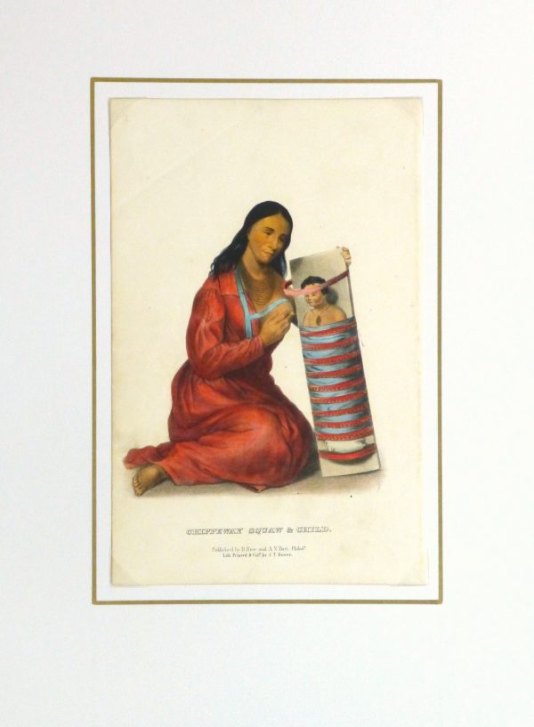 Chippewa Indian & Child Print, 1858-matted-5104K