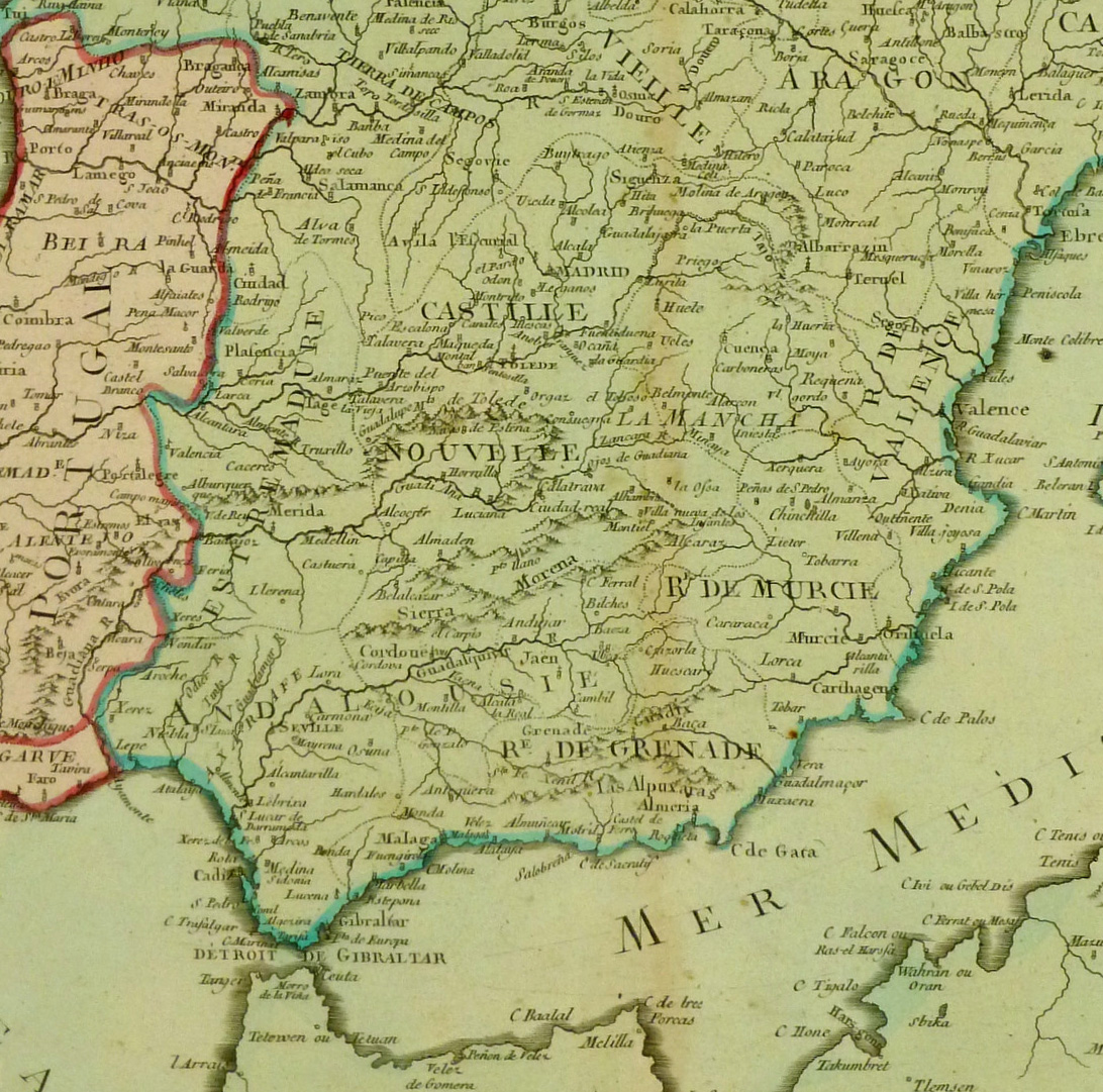Map of Ancient Spain, 1767-detail-8119K