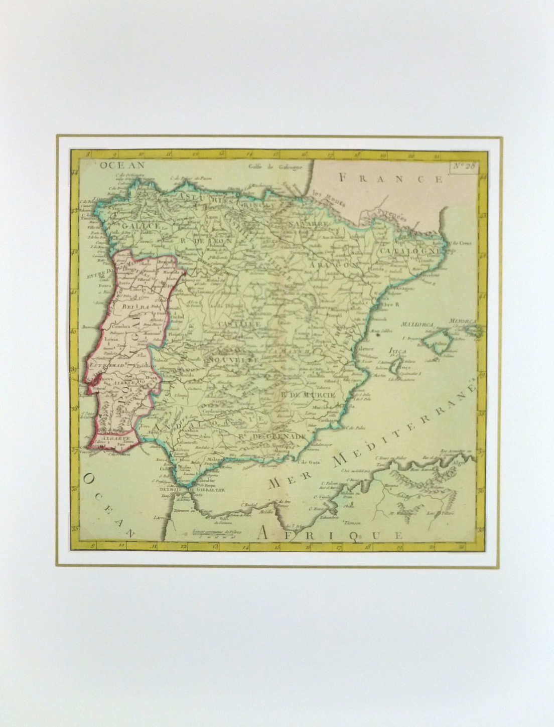 Map of Ancient Spain, 1767-matted-8119K
