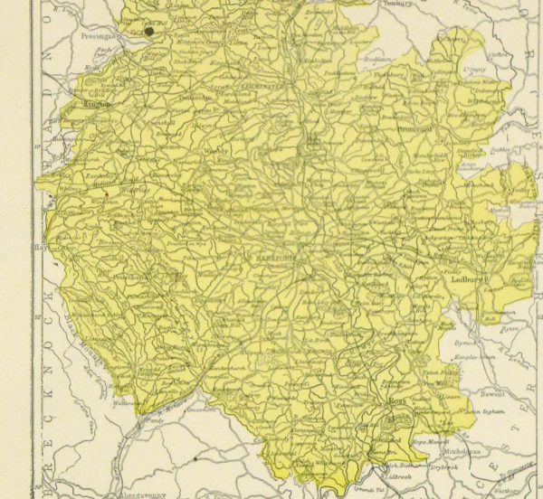 Hereford, England Map, Circa 1880-detail-8188K