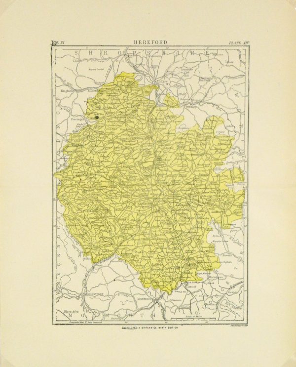 Hereford, England Map, Circa 1880-main-8188K