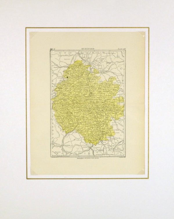 Hereford, England Map, Circa 1880-matted-8188K