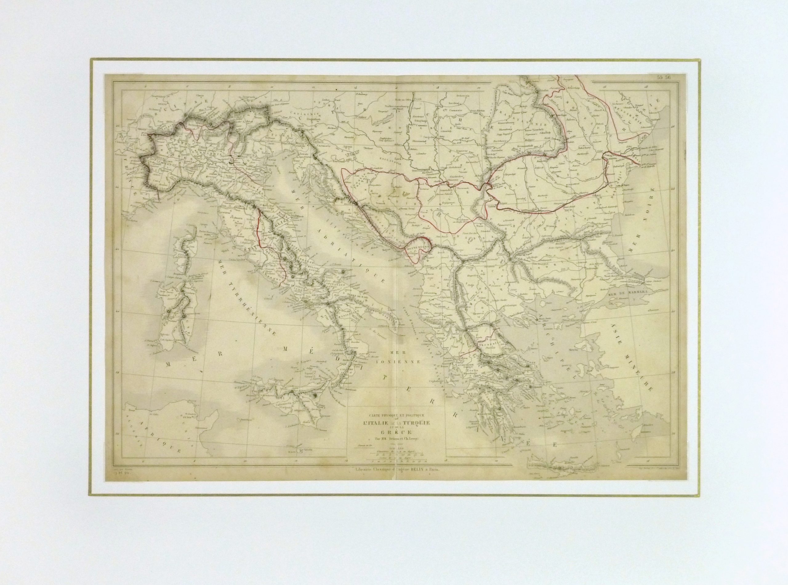 Southern Europe Map, 1884-matted-9374K