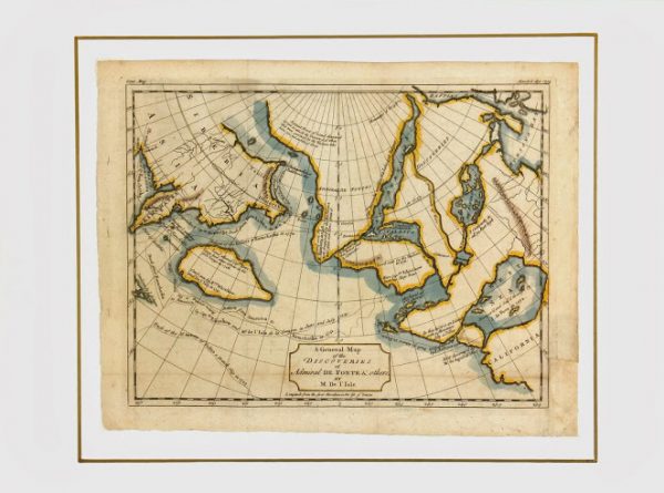 Map Alaska Discoveries, 1754-matted-K4603