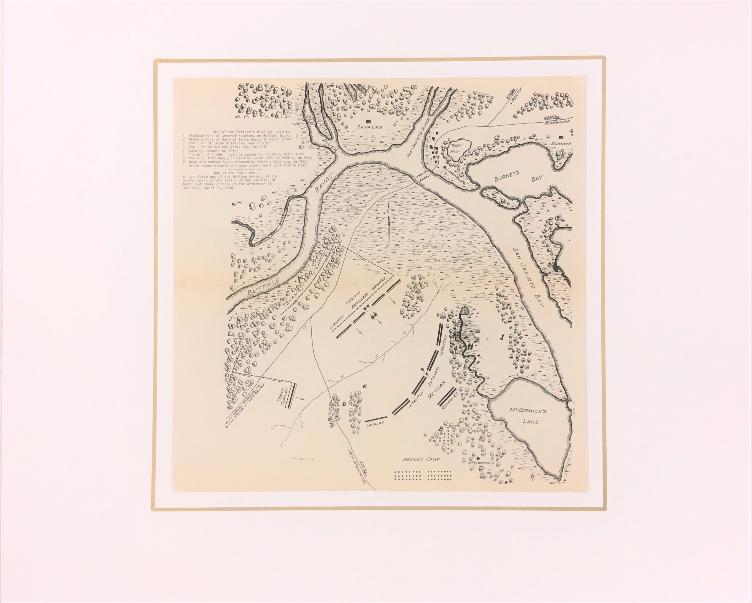 Battle of San Jacinto, Texas Revolution Military Map, 1938 - Image 2