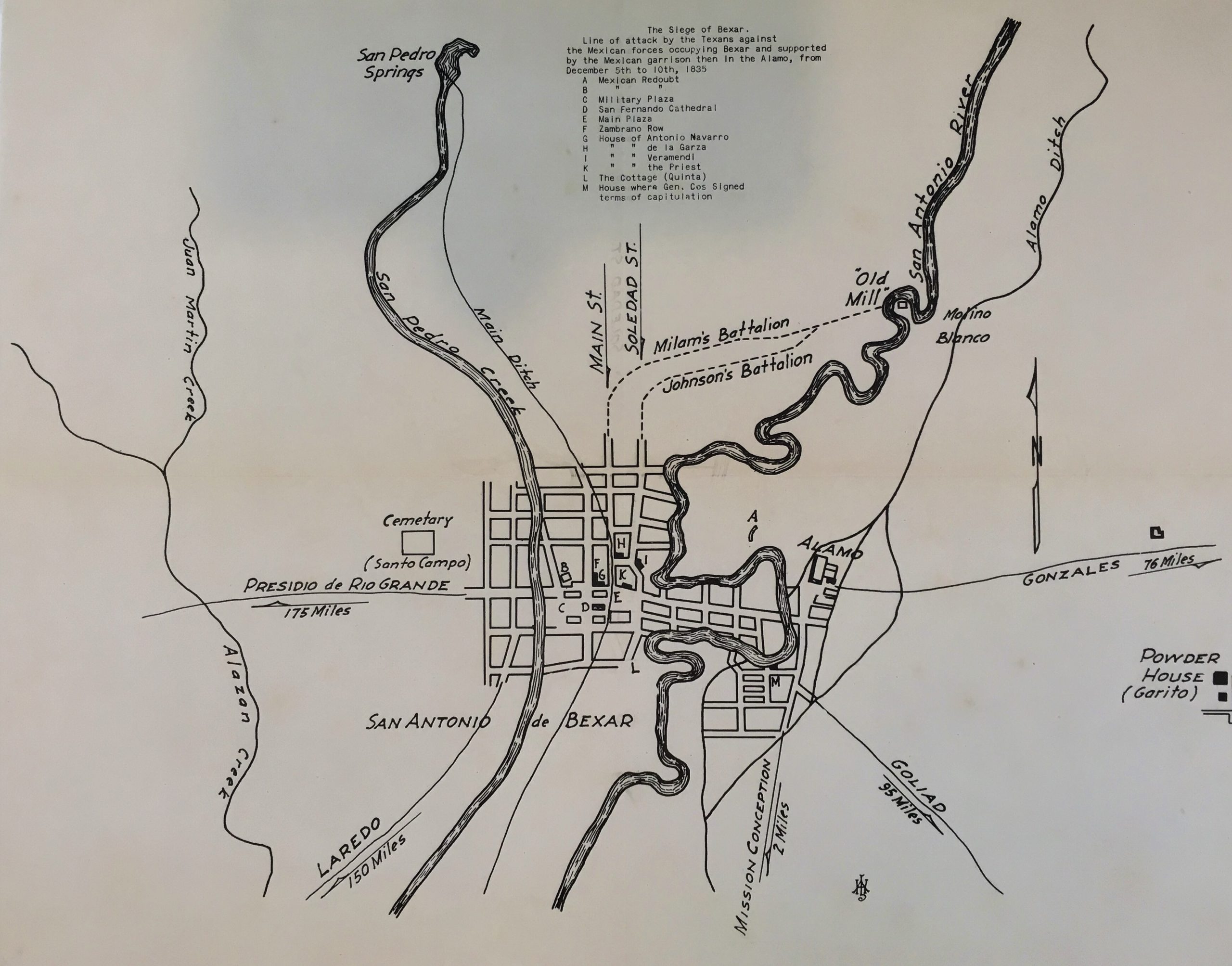 Siege of Bexar, Texas Revolution Military Map, 1938