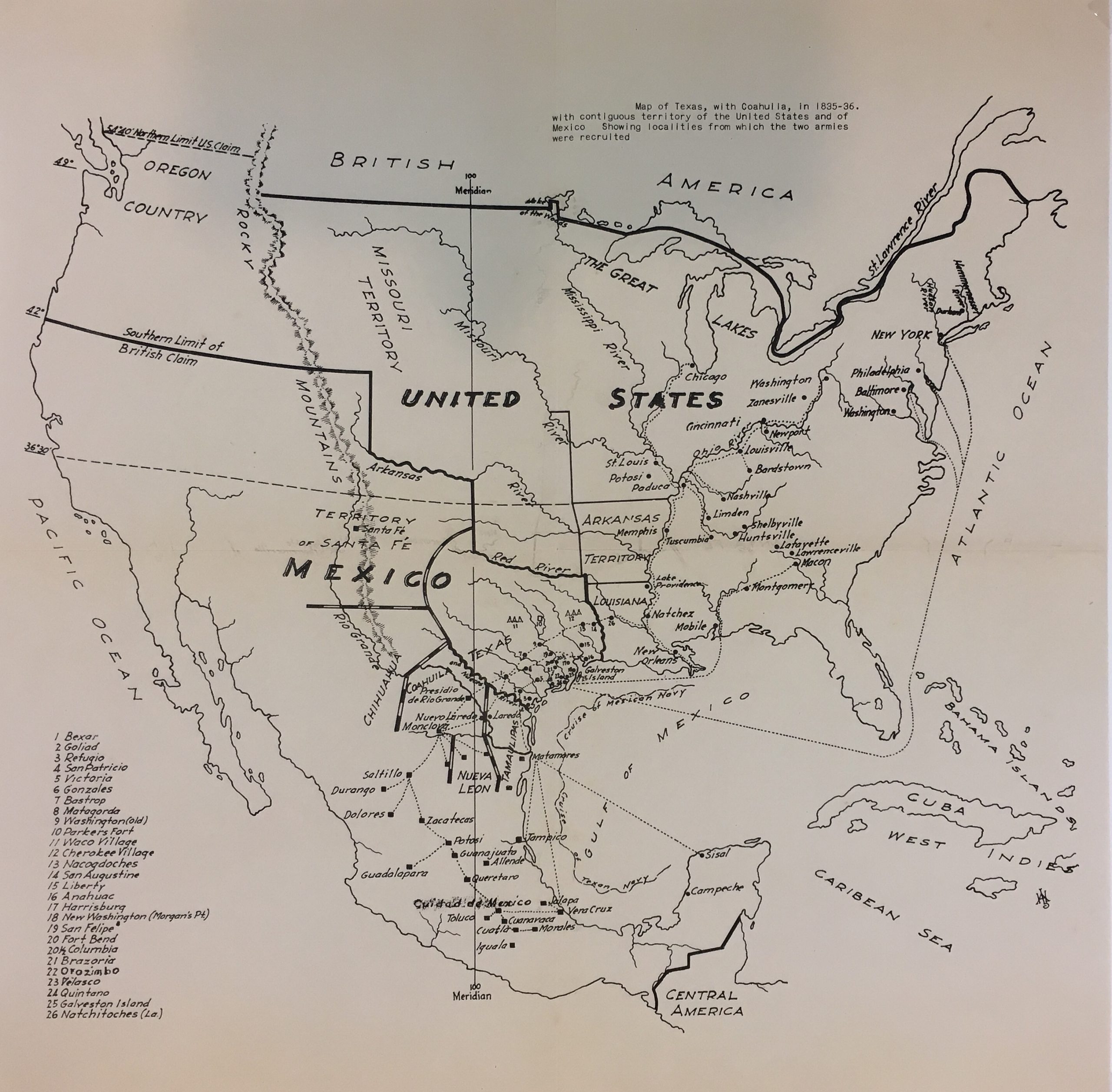 Texan Army Recruitment, Texas Revolution Military Map, 1938