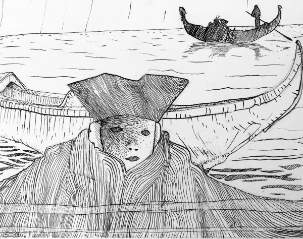 Pen & Ink - Carnevale, Venice, Italy, 1980s
