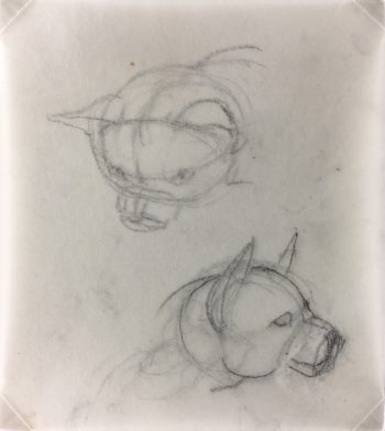 Animals Original Art - Cat Drawing, Werner Bell, c.1960