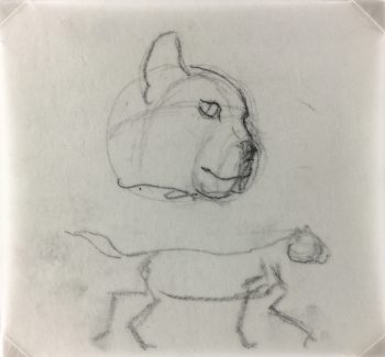 Animals Original Art - Cat Drawing, Werner Bell, c.1960