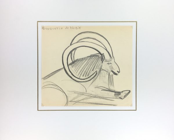 Animals Original Art - Nubian Ibex, French, 2000s