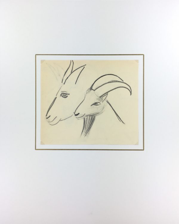 Animals Original Art - Caucasian Goat, French, 2000s