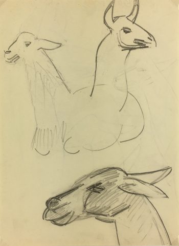 Animals Original Art - Llamas, French, 2000s