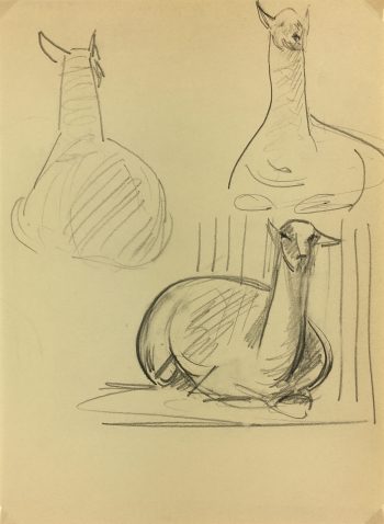 Animals Original Art - Llamas, French, 2000s