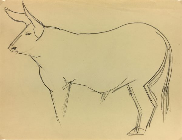 Animals Original Art - Bulls, French, 2000s