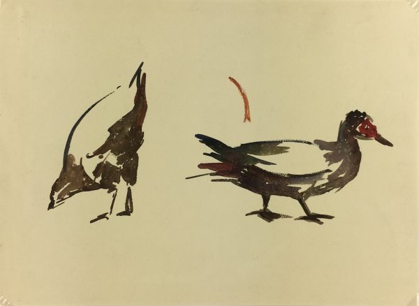 Animals Original Art - Farm Yard, Jean-Baptiste Grancher, c.1950