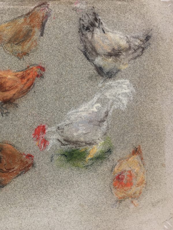 Animals Original Art - Poules, J. Destans, c.1920