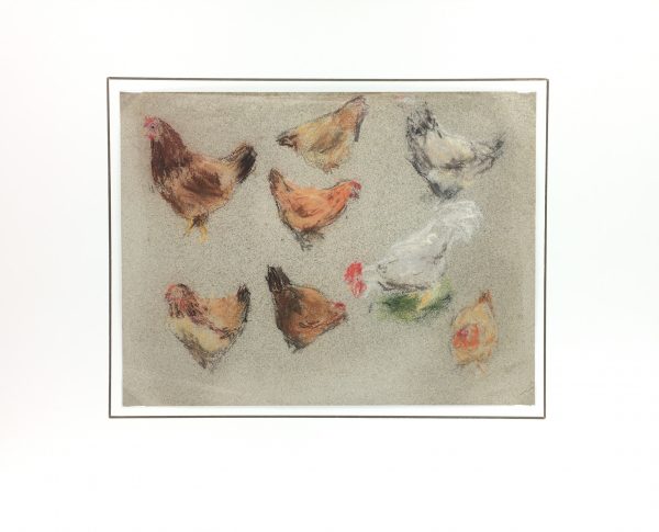 Animals Original Art - Poules, J. Destans, c.1920