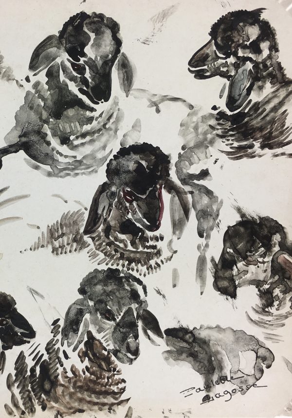 Animals Original Art - Sheep, P. Lagosse, c.1950