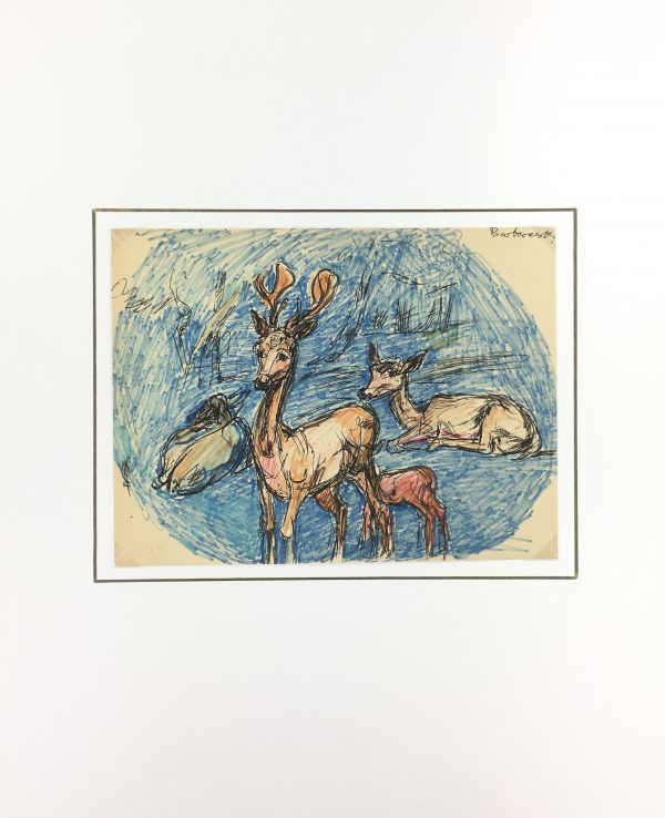 Animals Original Art - Deer Composition, I. Kaupisch von Reppert, c.1950