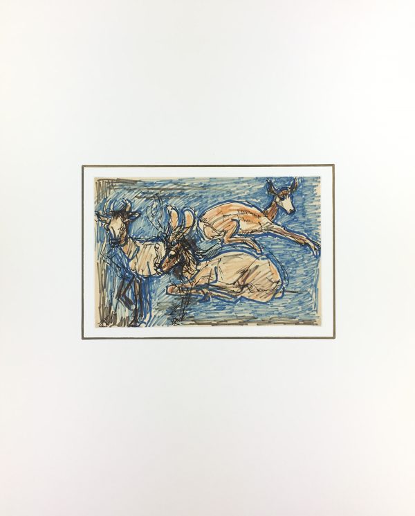 Animals Original Art - Deer, I. Kaupisch von Reppert, c.1950