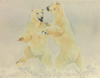 Animals Original Art - Polar Bears, Jean Chapront, 1999