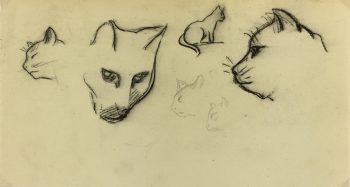 Animals Original Art - Cats, Jean-B. Grancher, c.1950