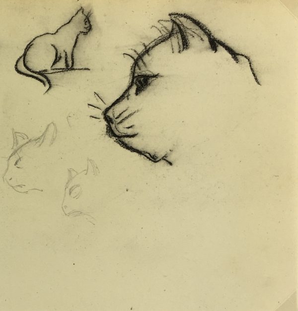 Animals Original Art - Cats, Jean-B. Grancher, c.1950