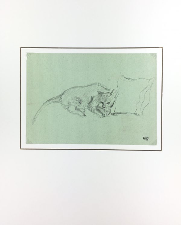 Animals Original Art - Cat Drawing, Maurice Porte, c.1990