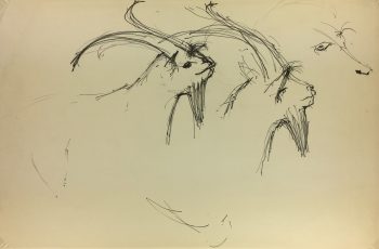 Animals Original Art - Goats, Schwerb, c.1960