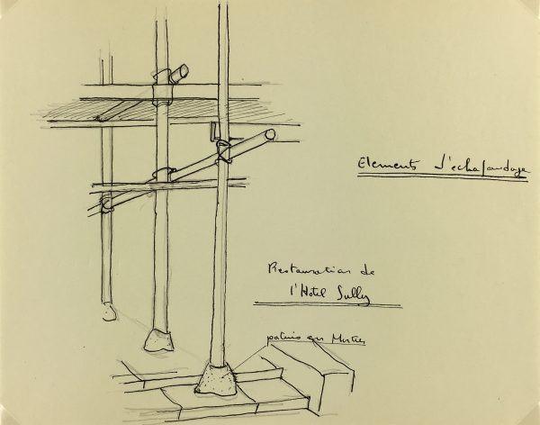 Architecture Original Art - Paris Architecture (l' Hotel Sully), c.1960