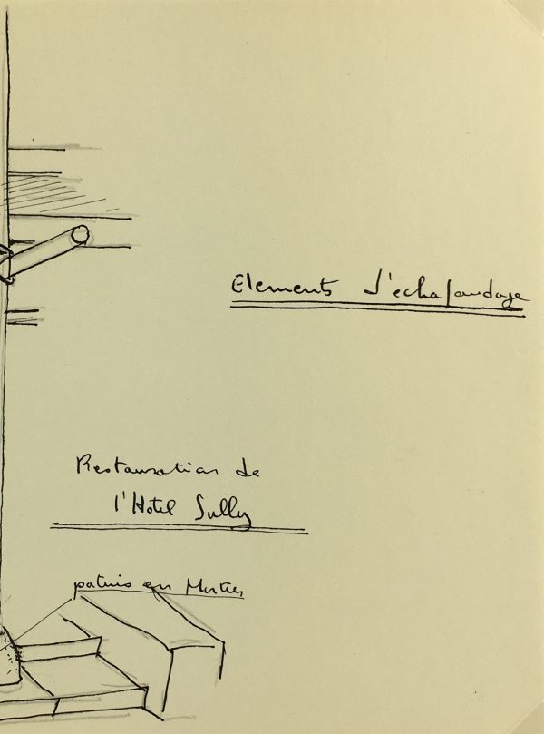 Architecture Original Art - Paris Architecture (l' Hotel Sully), c.1960