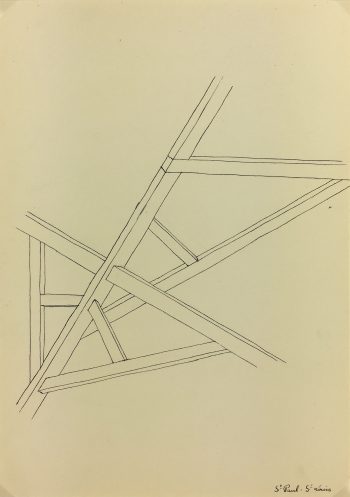 Architecture Original Art - Pen & Ink Drawing, G. Cabot, c.1940