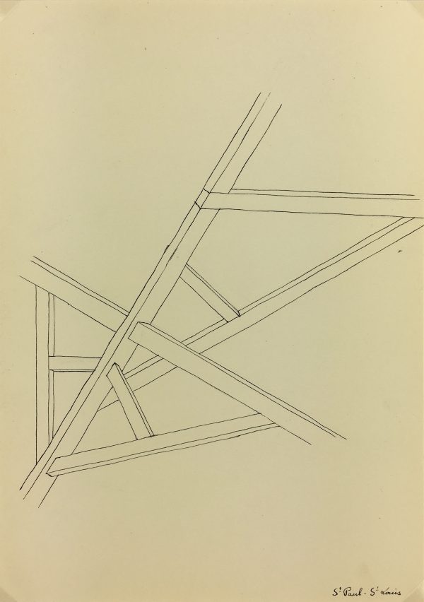 Architecture Original Art - Pen & Ink Drawing, G. Cabot, c.1940