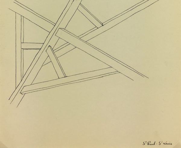 Architecture Original Art - Pen & Ink Drawing, G. Cabot, c.1940