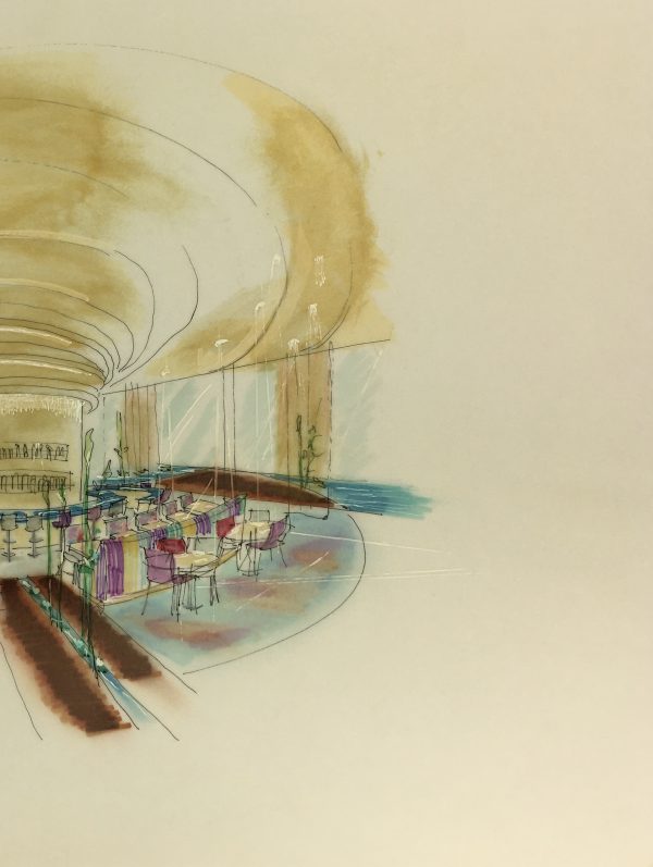 Architecture Original Art - Bar and Lounge, Architecture, c.1970