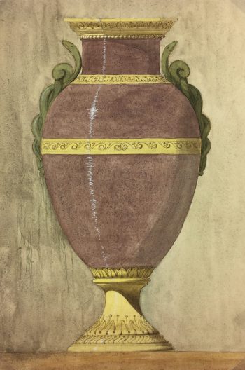 Architecture Original Art - Watercolor Etude - Urn, c.1880