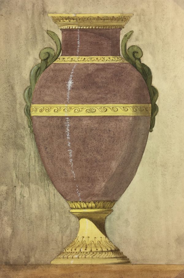 Architecture Original Art - Watercolor Etude - Urn, c.1880