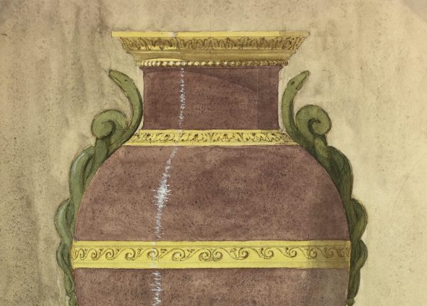 Architecture Original Art - Watercolor Etude - Urn, c.1880
