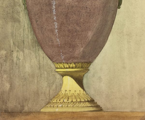 Architecture Original Art - Watercolor Etude - Urn, c.1880