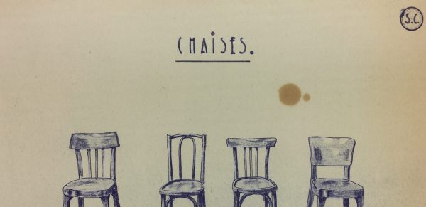 Architecture Original Art - French Café Blue Print - Café Chairs, c.1940