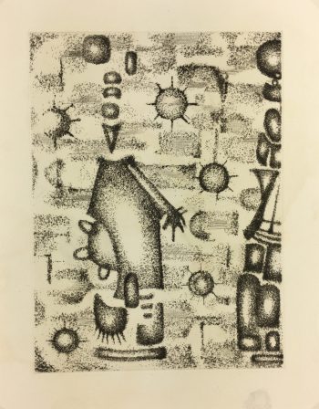 Black & White Modern Original Art - Otherworldly, Grangié, French, c.1960