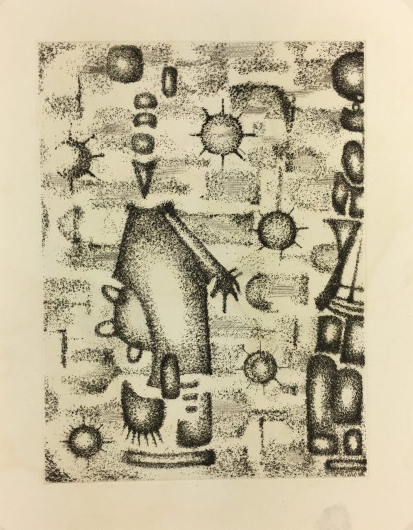 Black & White Modern Original Art - Otherworldly, Grangié, French, c.1960